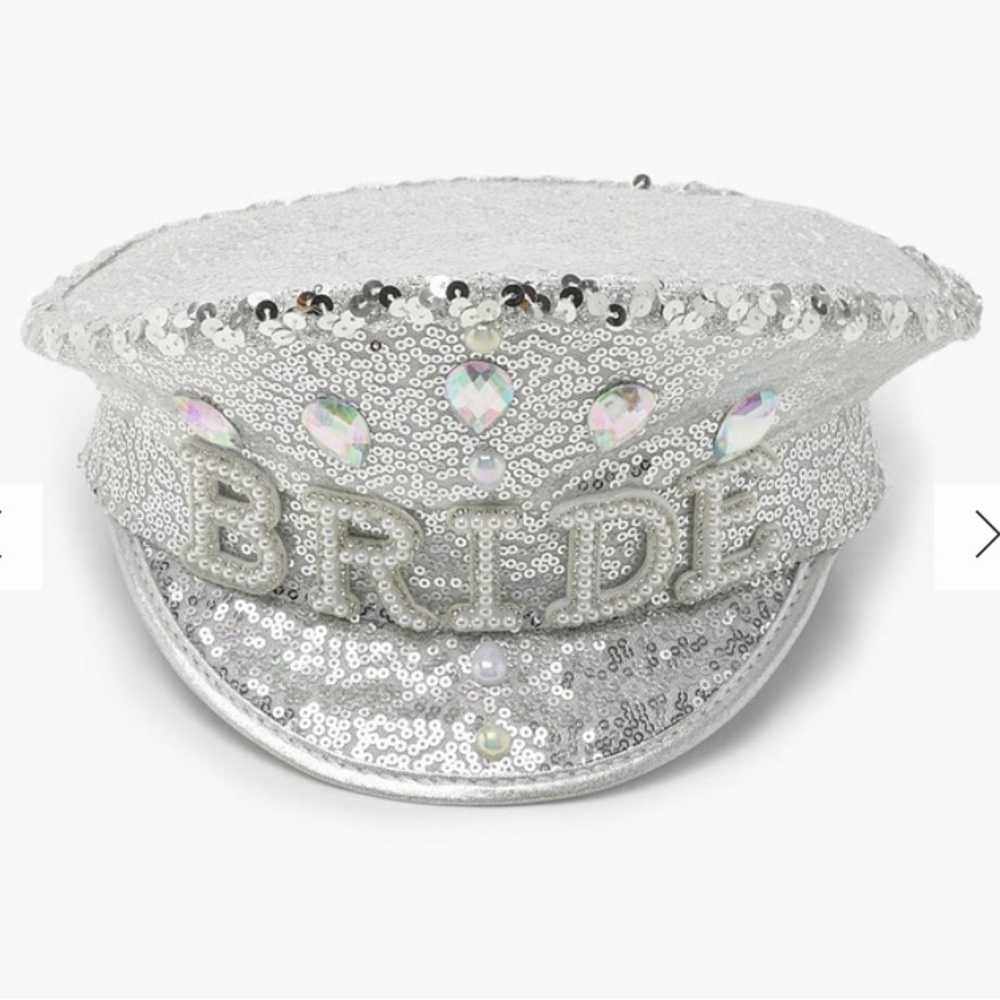 Sequin Captains Bride Hat - Silver - image 3